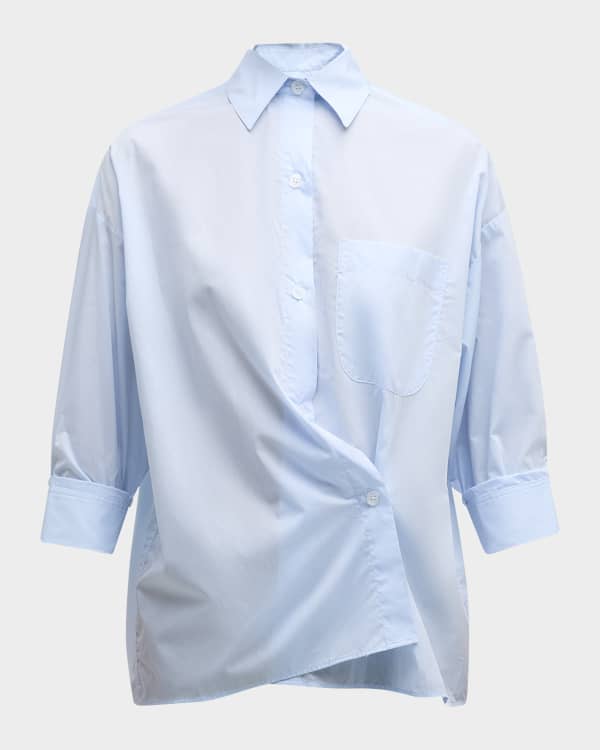 Anna-Kaci Women's Textured Vertical Stripe Button Front Shirt with Collared Neckline, Long Sleeves, and Relaxed Fit