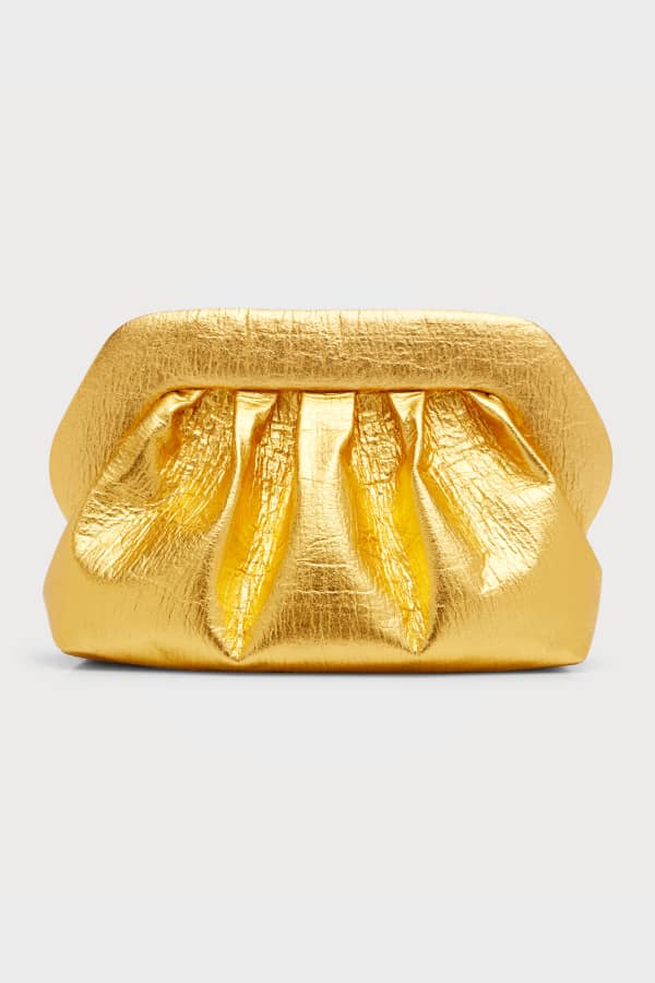 Rebecca Minkoff Ruched Metallic Zip Clutch Bag | Neiman Marcus