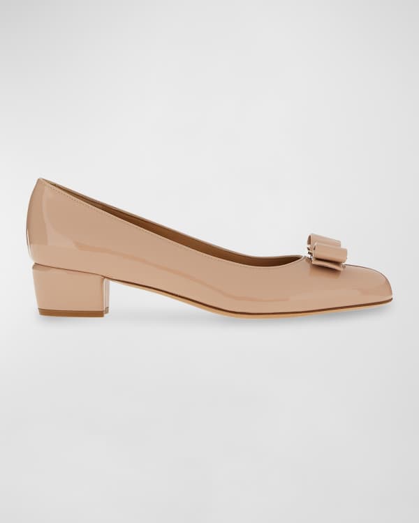 Erica Leather Bow Comma-Heel Pumps