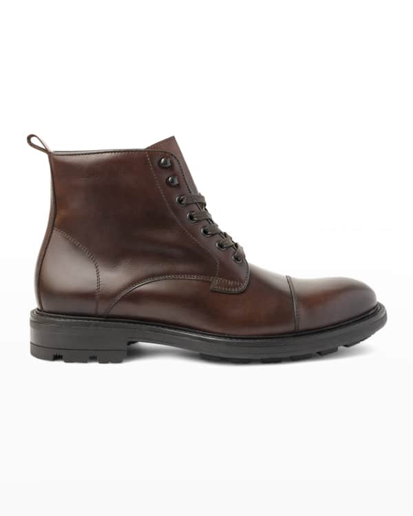 Santoni Men's Leather %26 Shearling Alpine Boots | Neiman Marcus