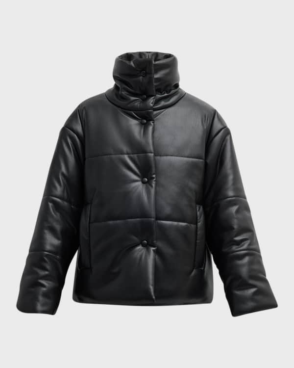 Vince Oversized Zip Front Leather Puffer Jacket Neiman Marcus