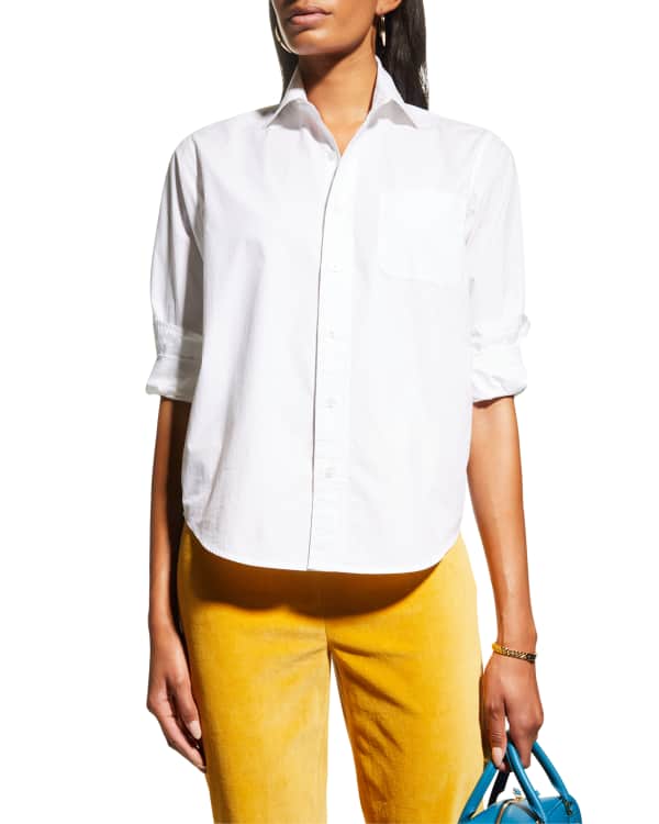 WOERA Point-Collar Button-Front Poplin Shirt | Neiman Marcus