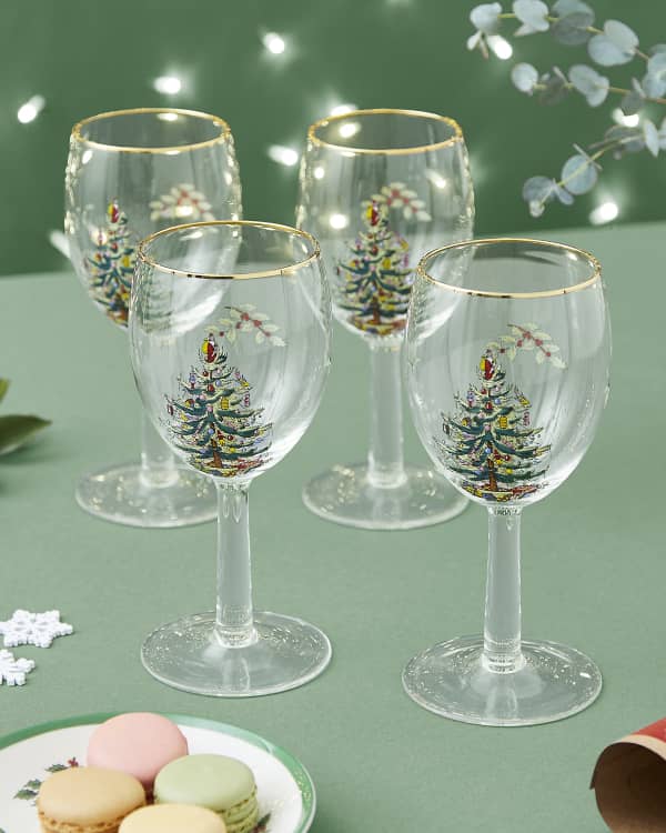 4-Piece Christmas Tree Glass Hiball Drinkware Set