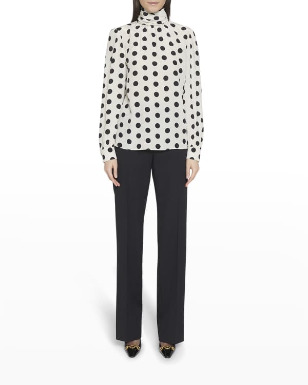 Saint Laurent Sheer Polka Dot Blouse in Black