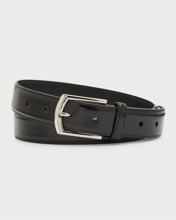 Versace Men's Greca/Medusa Leather Belt | Neiman Marcus