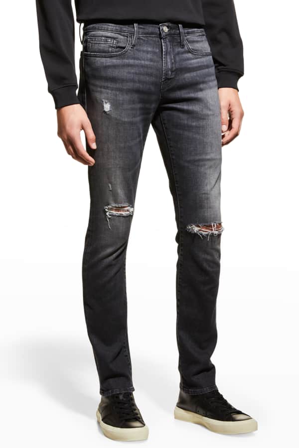 Amiri Men's MX1 LeatherPatch Skinny Jeans Neiman Marcus