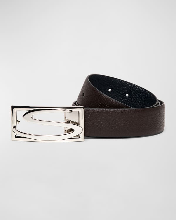 Men's Reversible 30mm Classic Rounded Buckle Chassis Leather Belt