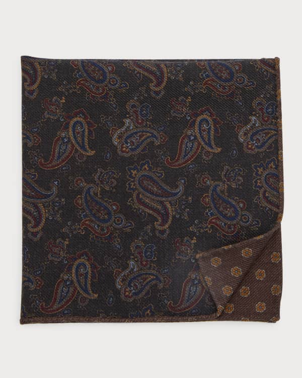 Isaia Men's Floral Silk Pocket Square Neiman Marcus
