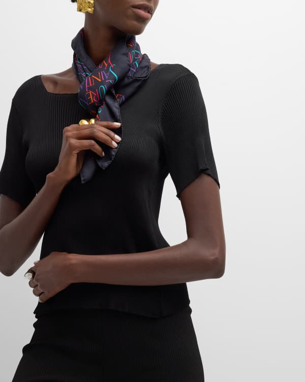 Logo embellished silk twill scarf in black - Burberry