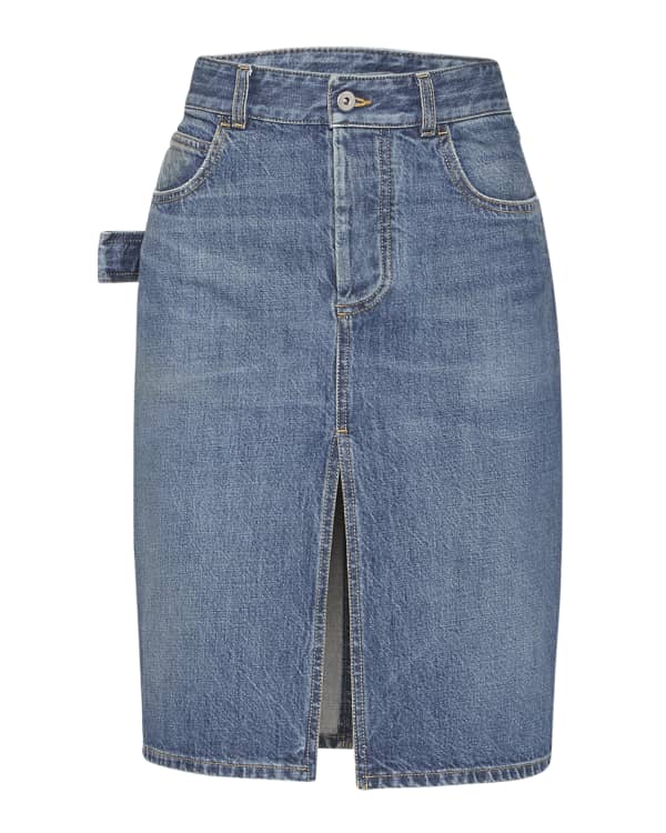 Knee length denim skater skirt best sale