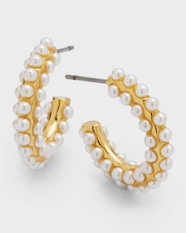 Sequin Double Hoop and Stone Earrings Neiman Marcus