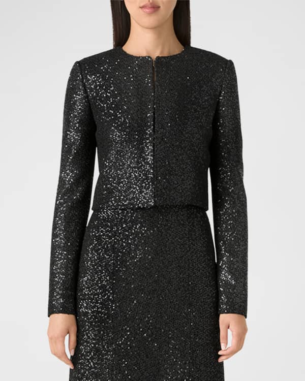 St. John Paillette Check Knit Short Jacket | Neiman Marcus