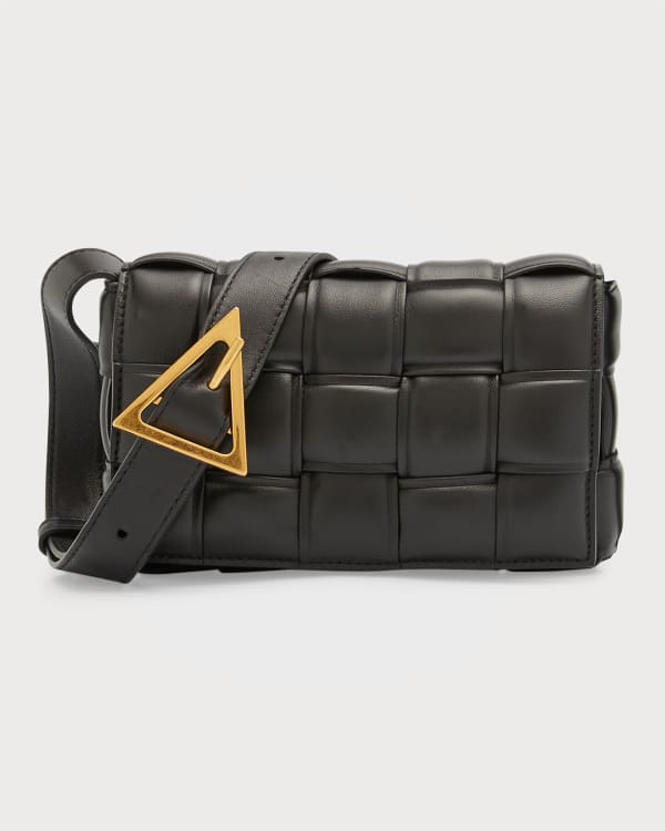 Loop intrecciato metallic crinkled-leather shoulder bag