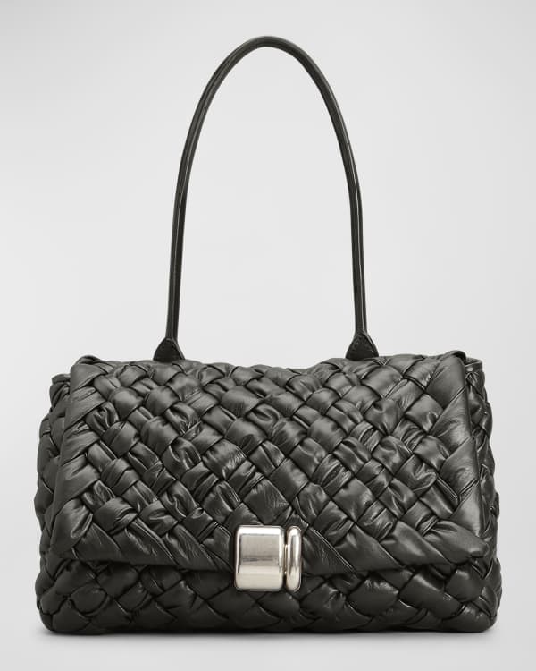 Bottega Veneta Mini Increcciato Leather Shoulder Bag in Black