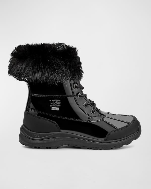 UGG Ingrid Shearling Fur Combat Boot Black Neiman Marcus