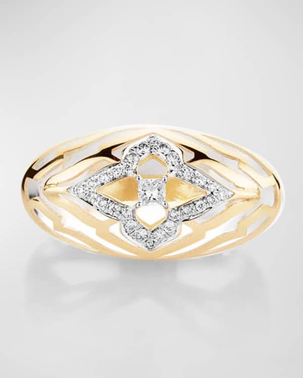 John Hardy Bamboo 18k Gold Diamond Dome Ring Size 8 Neiman Marcus
