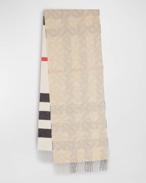 NWT BURBERRY Giant Check 100% Cashmere Scarf Heart Sequin Camel $995