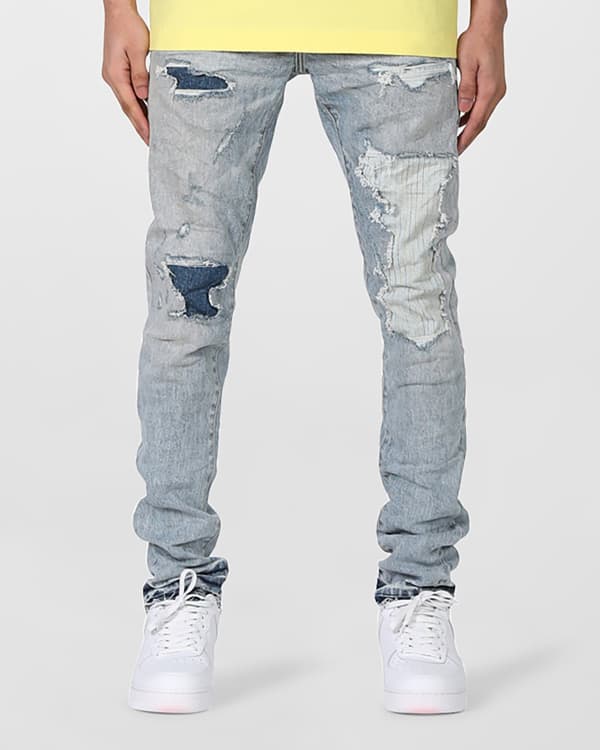 PURPLE Men's Dropped-Fit Distressed Jeans