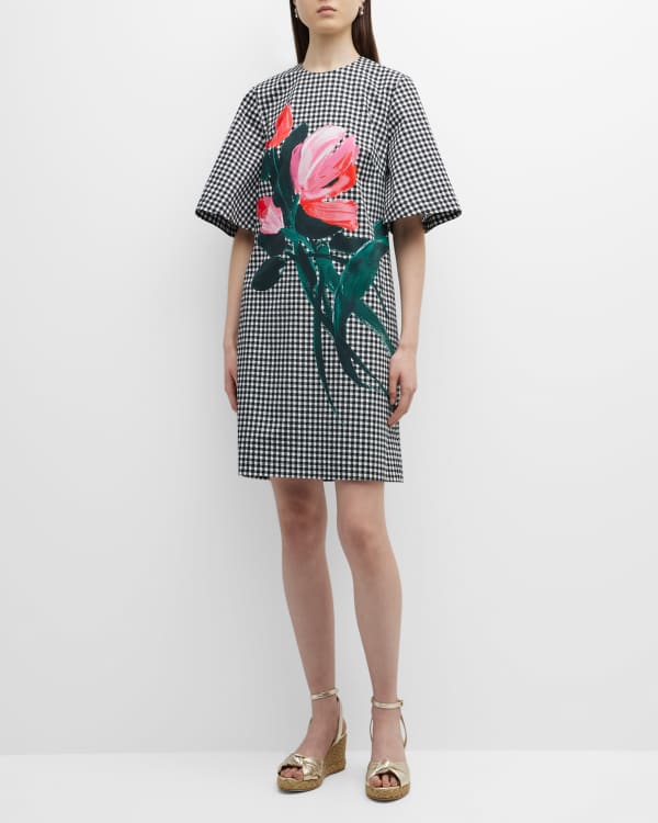 Loro Piana Flower-Print Plisse Dress | Neiman Marcus