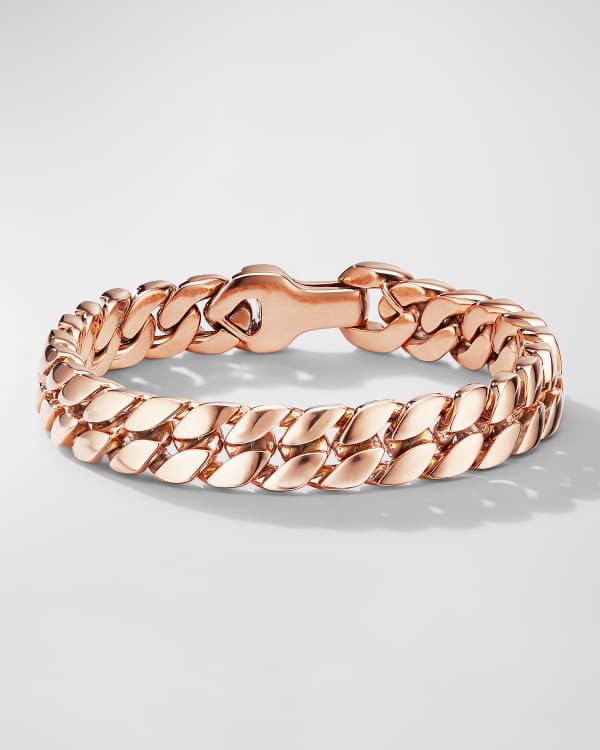 David Yurman Curb Chain Bracelet in 18K Rose Gold with Pavé Cognac Diamonds | Men's | Size L