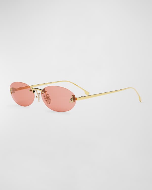 Chain Embellished Aviator Sunglasses in Pink - Gucci