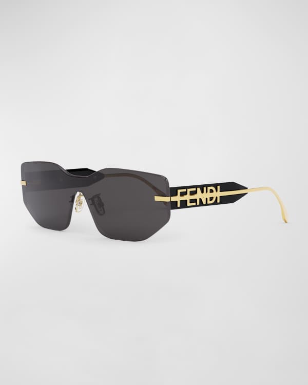 Fendi Eyeline Mitered Aviator Sunglasses Neiman Marcus