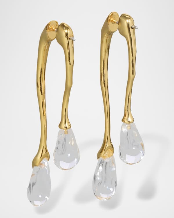 Alexis Bittar Crystal Encrusted Bamboo Orbiting Post Earrings