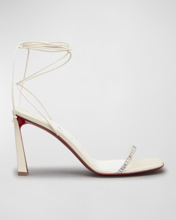 Christian Louboutin Crystal Bow Silk-tie Red Sole Sandals in White