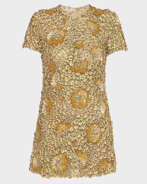 Valentino Garavani Chevron Beaded Scarf Neck Tulle Mini Dress Neiman Marcus
