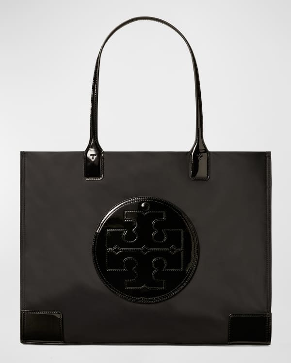 Ella Small Raffia Tote Bag in Black - Tory Burch