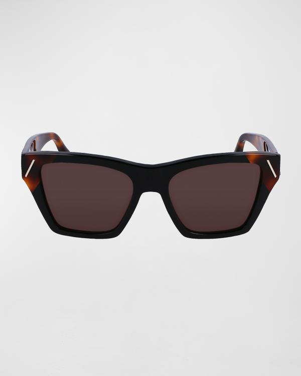Victoria Beckham Guilloche Black Shield Glasses Victoria Beckham 53Mm Guilloche Shield Sunglasses in Black  main image 2