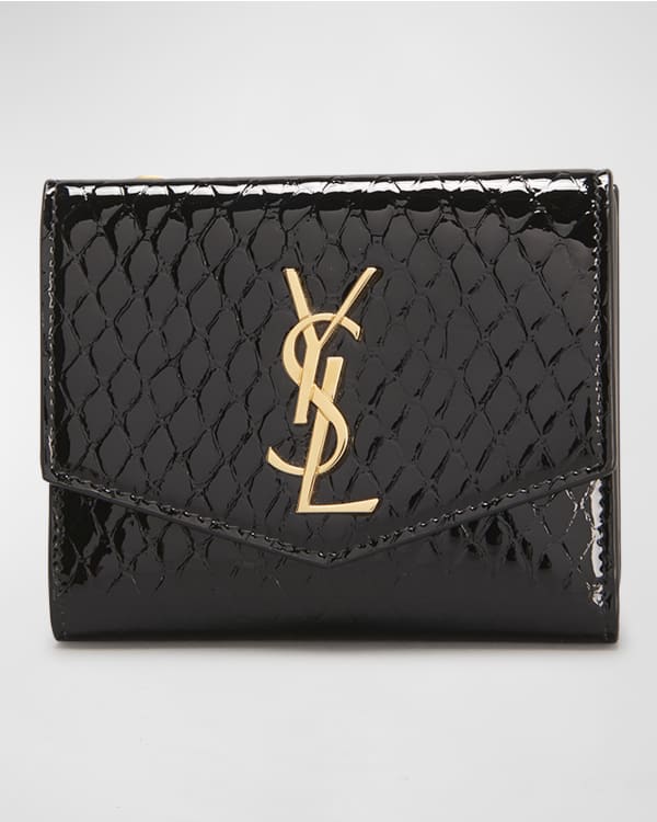Saint Laurent Compact Tri Fold YSL Leather Wallet | Neiman Marcus