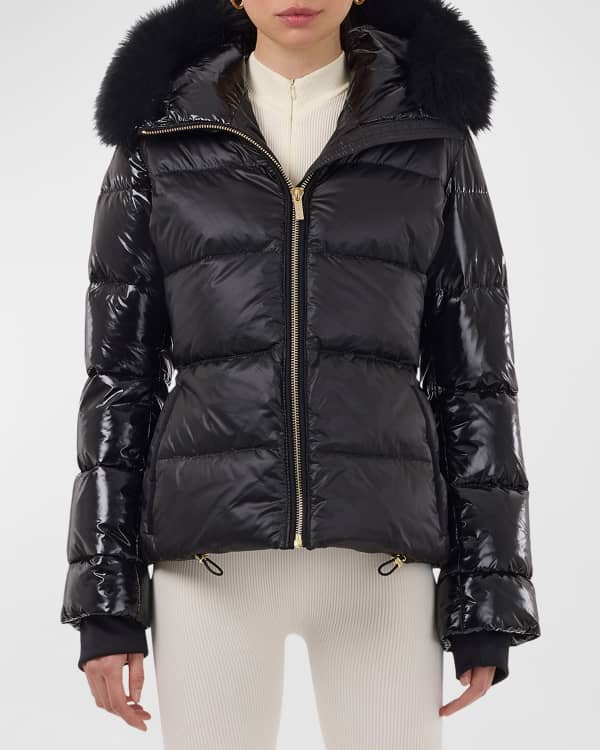 Gorski Metallic Apres-Ski Jacket With Detachable Fox Fur Hood Trim - 24 ...