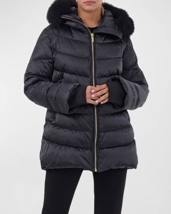 Gorski Metallic Apres-Ski Jacket With Detachable Fox Fur Hood Trim - 24 ...