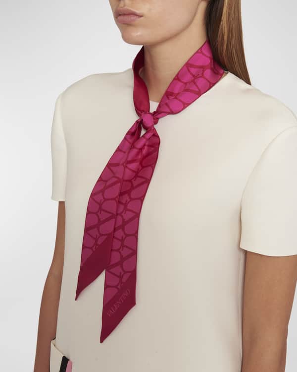 Louis Vuitton Monogram Print Logo Silk Square Neck Scarf Bandeau Pink