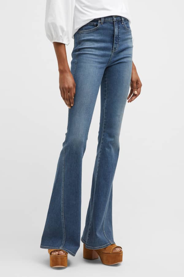 Veronica Beard Jeans Carly High-Rise Kick Flare Cropped Denim Jeans ...