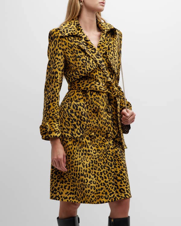 90s Leopard Velvety Trench Coat