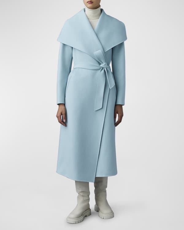 Mackage Hana Shearling Wrap Coat with Sash Belt