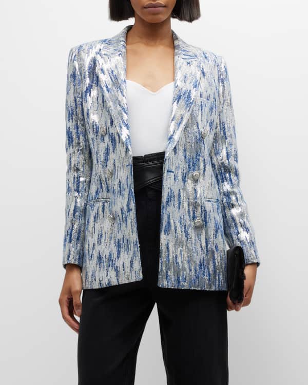 Badgley Mischka Collection SingleButton Sequin Velvet Jacket Neiman