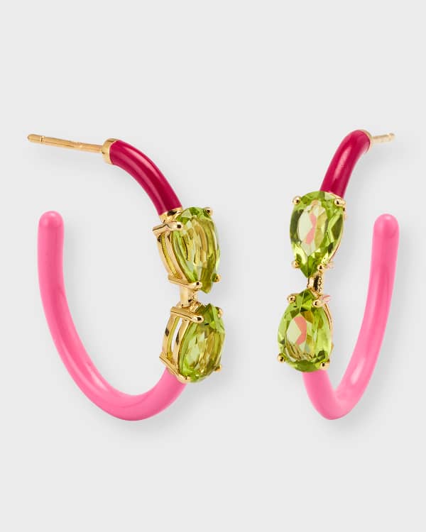 Joanna Laura Constantine Mini Hoop Earrings with Half Enamel and Pave ...
