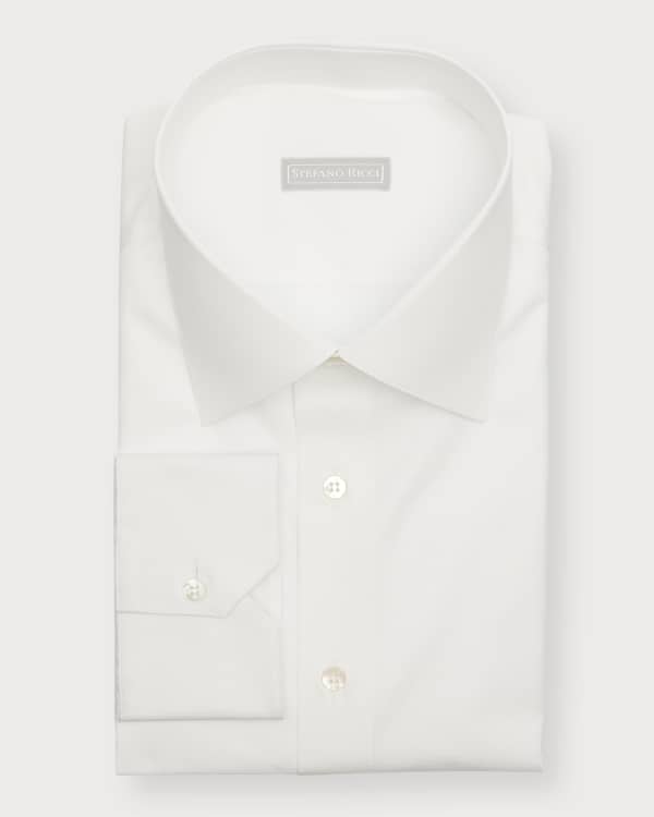 Eton Men's Contemporary-Fit Twill Dress Shirt with Hidden Button-Down ...