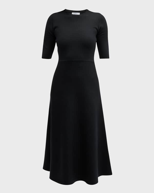 Gabriela Hearst Ainsley Leather-Front Dress with Cowl Back | Neiman Marcus