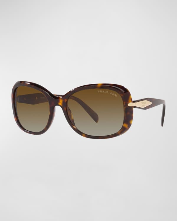 Prada Round Logo Mixed Media Sunglasses Neiman Marcus