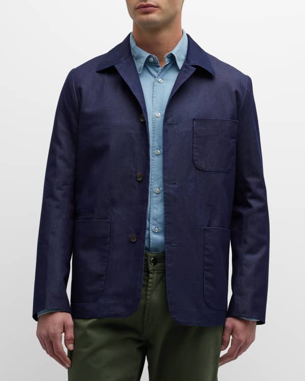 Corneliani Men's Wool-Blend Full-Zip Overshirt | Neiman Marcus