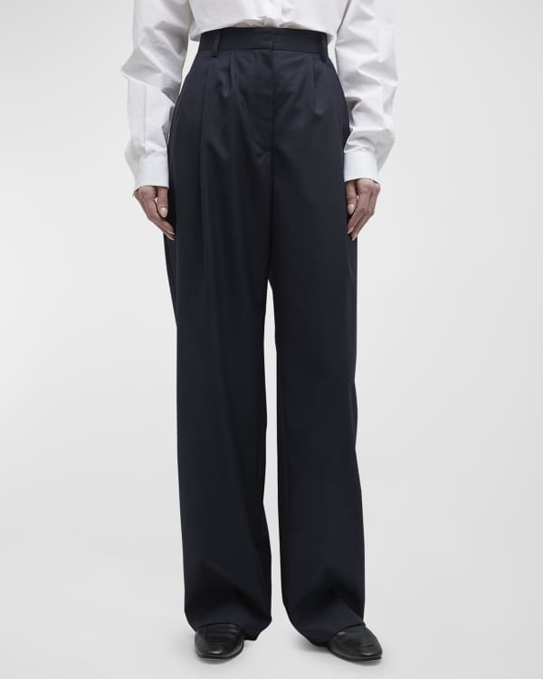 THE ROW Bufus Pleated Wide-Leg Pants | Neiman Marcus