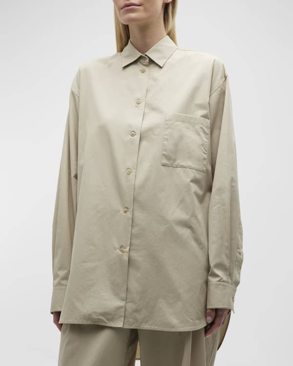 THE ROW Brant Linen Button-Front Shirt | Neiman Marcus