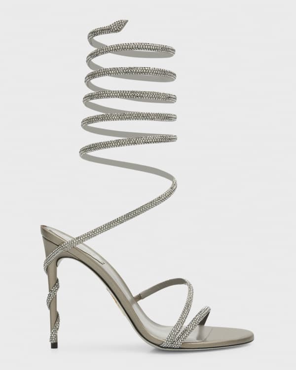Rene Caovilla Crystal Butterflies Snake-Wrap Sandals | Neiman Marcus