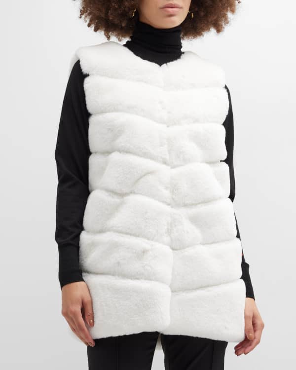 La Fiorentina Rex Rabbit Fur Vest with Fox Fur Accents Neiman Marcus