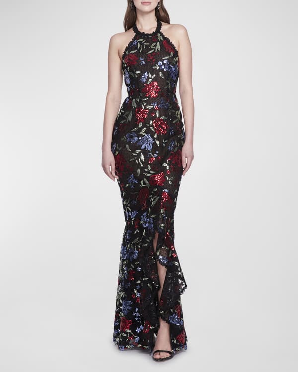 Shoshanna Leros Floral Toriana Strapless High-Low Gown | Neiman Marcus