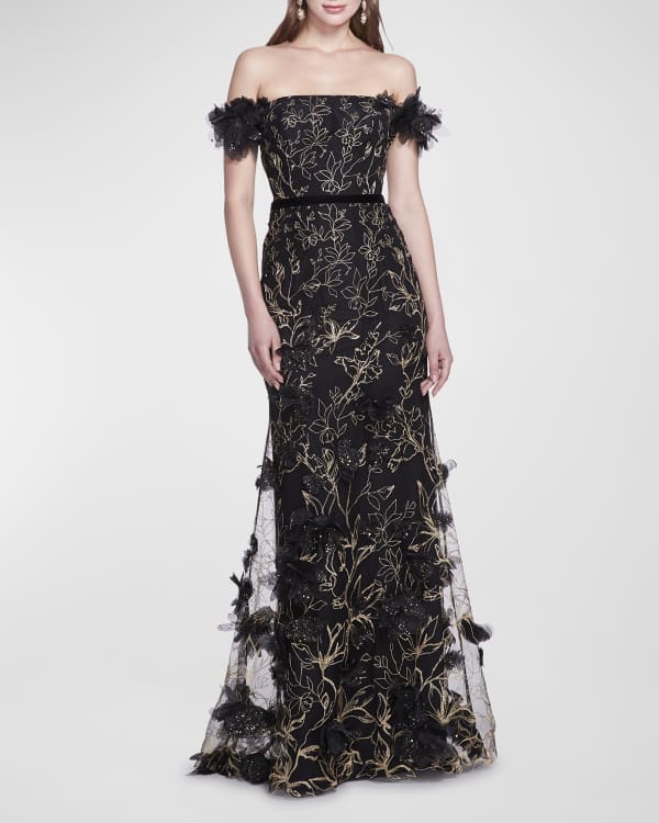 Off Shoulder Ombre Venise Lace Gown